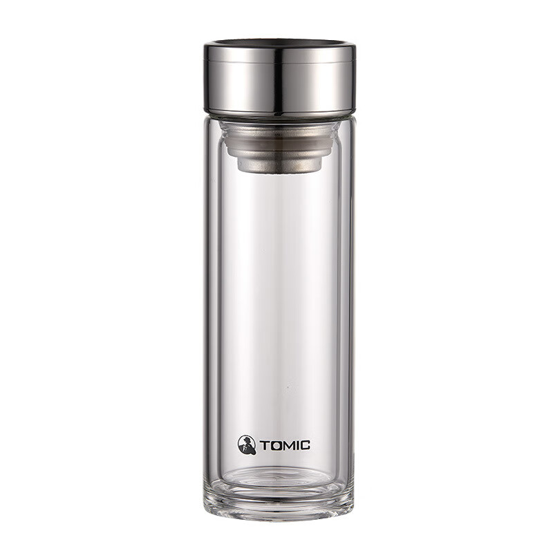 特美刻(TOMIC)高档双层透明玻璃杯泡茶杯水杯纯钛防烫饮水杯办公室家用春茶杯 春茶玻璃杯 320ml