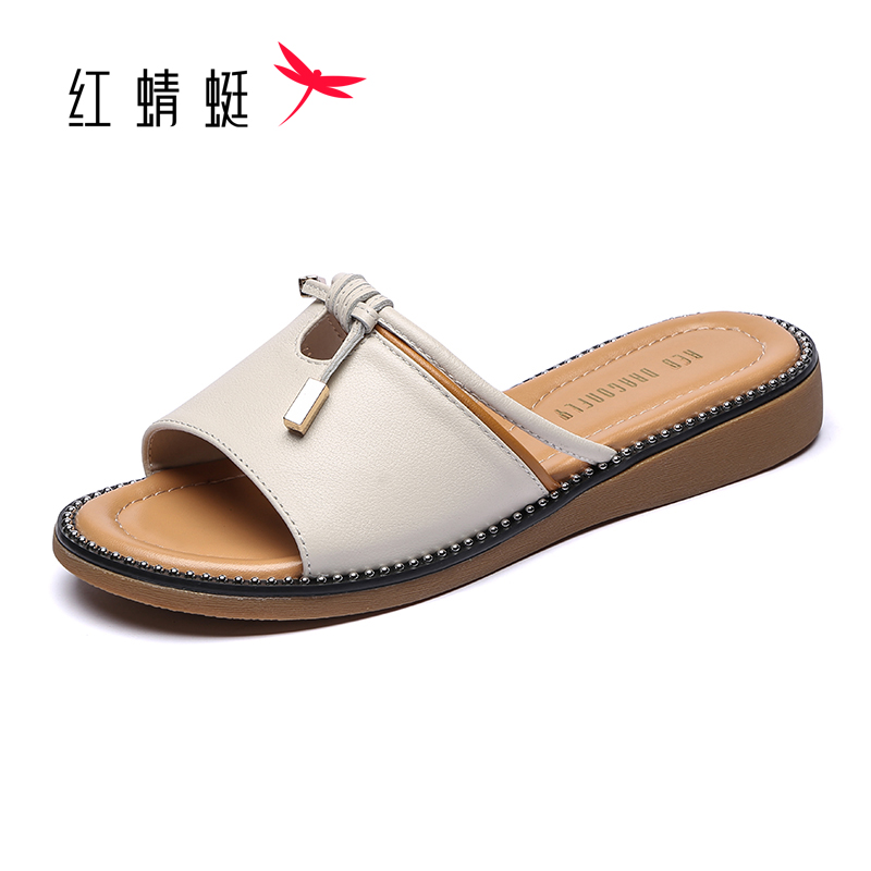 红蜻蜓拖鞋女夏季女鞋厚底防滑一字拖韩版时尚平底平跟女士女生学生