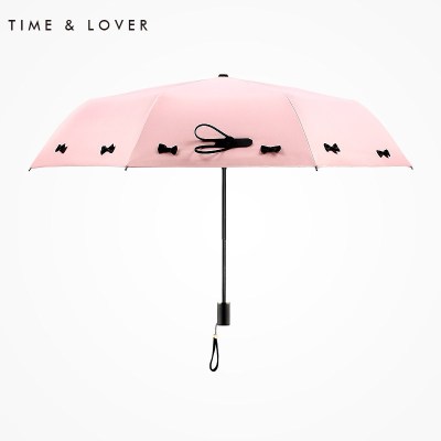 TIME&LOVER五折太阳伞遮阳防晒防紫外线女小巧便携折叠晴雨伞两用三折伞-粉色