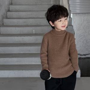 AOAOKIDS儿童冬款气质保暖针织衫双面加绒加厚男童毛衣打底衫