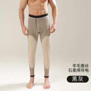 男士羊毛蚕丝保暖裤女高腰加绒加厚按摩绒护膝东北棉裤中老年情侣_1