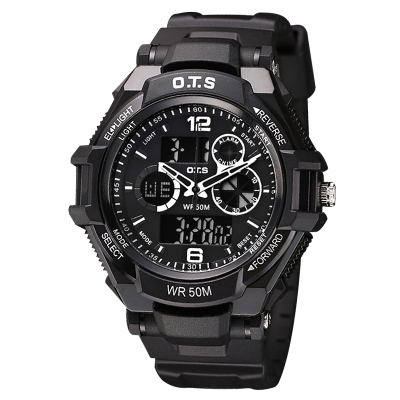 奥迪斯(O.T.S)橡胶系列户外运动手表游泳登山多功能韩版青少年手表潮流炫酷学生50米防水电子表男8084