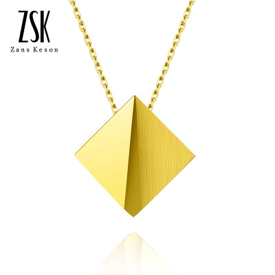 原创-ZSK珠宝菱形系列黄金项链足金999时尚轻奢设计感女款锁骨套链5G工艺工费240元