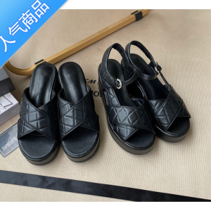 SUNTEK小香风凉鞋女高跟2023年夏新款沙滩休闲鞋子松糕厚底增高坡跟女鞋