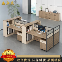 鑫金虎 高箱屏风职员桌四人位含柜3000*1200*1100mm