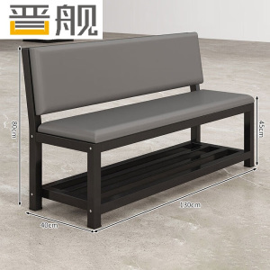 晋舰长条凳软包沙发换鞋凳等候靠背休息区长条椅子130*45*80cm双层