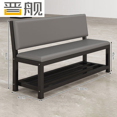 晋舰长条凳软包沙发换鞋凳等候靠背休息区长条椅子130*45*80cm双层