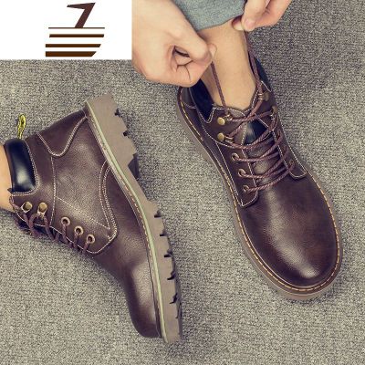 尗卡马丁靴男潮英伦风加绒棉鞋高帮鞋男中帮工装靴雪地靴皮靴子男