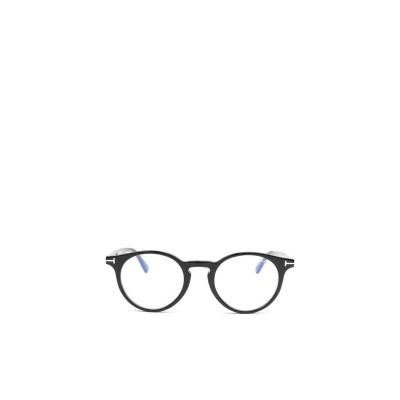 汤姆福特(Tom Ford)圆形全框透明镜片太阳镜男士时尚百搭配饰赠品 黑色