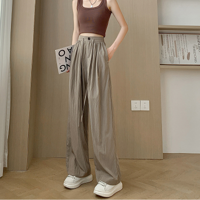 [3件8.5折101.9元,叠加优惠券]唐狮薄款休闲裤新款女春夏糯米慵懒风百搭直筒阔腿裤子山本裤