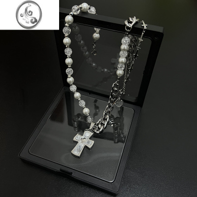 JiMi项链女ins小众设计感 钛钢不掉色 嘻哈爱心珍珠高级锁骨链