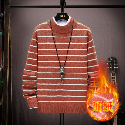 馨洋都ShinDov2020秋冬新款半高领毛衣男中领针织衫打底衫韩版潮流加绒加厚毛线西瓜红M