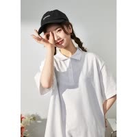[8.5折价84.9元叠加优惠券]下架唐狮白色polo领连衣裙女初春新款裙子夏季女小个子