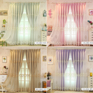 汐岩清新田园欧式刺绣花白纱窗帘定制飘窗韩式窗纱阳台卧室成品