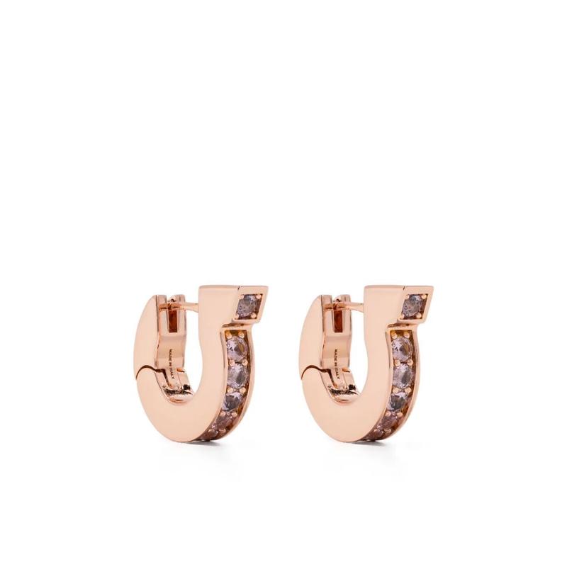 Salvatore Ferragamo女士黄铜玻璃耳环闪亮水钻时尚饰品