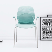 臻远ZY-7837 简约休闲办公椅轻奢铁艺靠背椅 绿背绿座扶手款