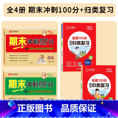 [全套4册]期末冲刺100分+期末总复习 二年级上 [正版]二年级上册试卷测试卷全套人教版语文数学期末冲刺100分小学2