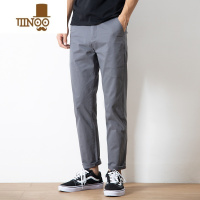 YANXU2022新款浅卡其休闲裤男直筒修身高端百搭弹力青年韩版长裤子