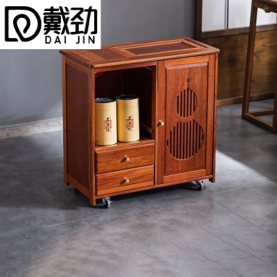 戴劲实木移动茶水柜茶桌边柜泡茶台家用烧水壶一体边柜单门双抽带盖板