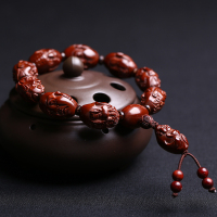 机刷包浆橄榄核雕刻十八罗汉长串佛珠手链红油老核橄榄核手持送女朋友老婆情人节七夕生日礼物