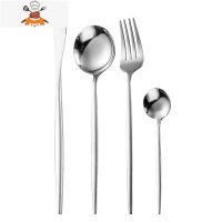 北欧不锈钢西餐餐具金色刀叉勺四件套家用创意网红牛排刀叉套装 敬平 银色