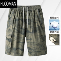 HLCOMAN短裤男士夏季松紧腰休闲中裤中年宽松五分裤夏季中老年爸爸装