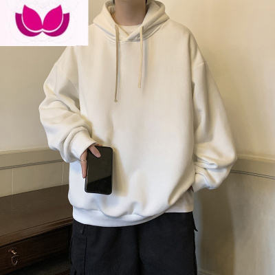 七斓纯色连帽卫衣男美式复古vintage2023新款古着大码外套