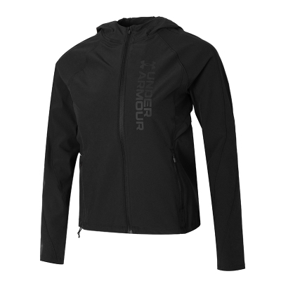 UA安德玛女装新款休闲夹克跑步健身训练连帽运动速干冲锋衣外套1361384-001 ZP