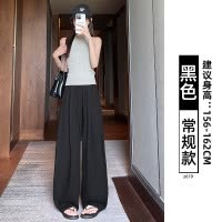 天丝亚麻阔腿裤女夏季薄款高腰垂感宽松休闲小个子棉麻冰丝山本裤