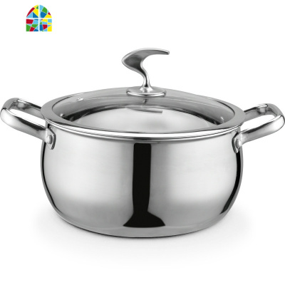 24cm不锈钢汤锅304 18/10加厚家用不粘炖锅双耳煮面锅具 FENGHOU 内径24cm深度13cm+蒸屉1只