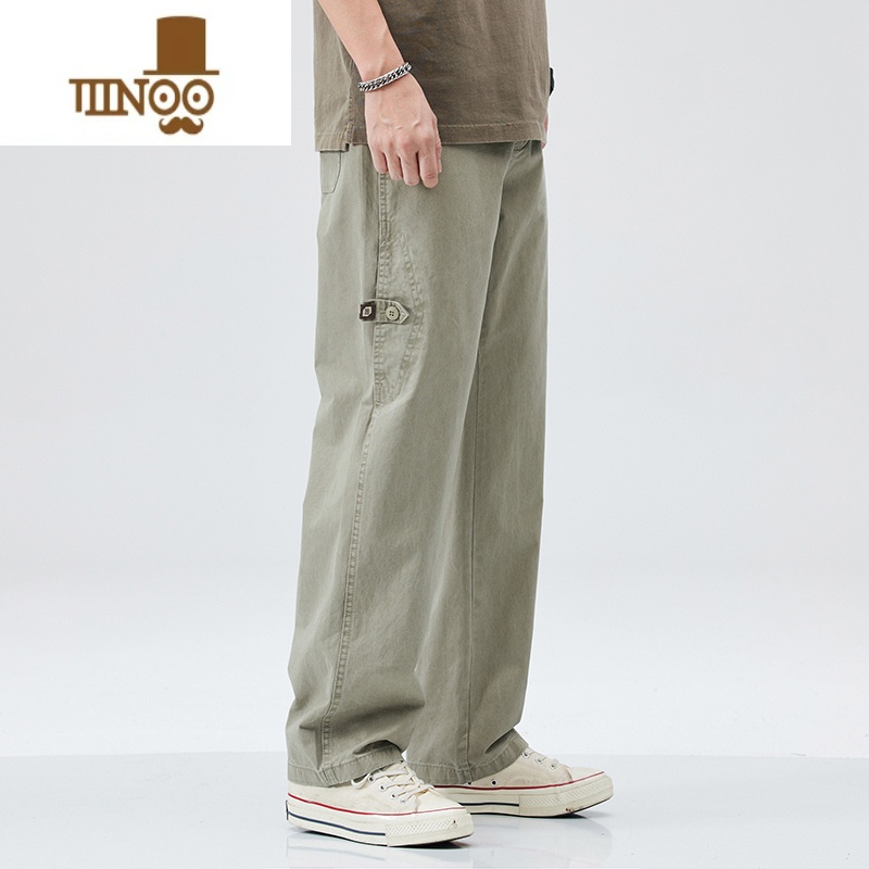 YANXU新款宽松直筒男士休闲裤潮牌痞帅工装裤子垂感阔腿长裤