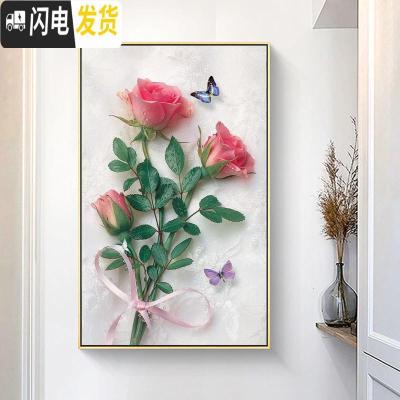 三维工匠2019年钻石画新款带框满钻客厅玫瑰花水晶十字绣小件 满钻全贴AB彩[60*100厘米]多加30钻量、送工具包