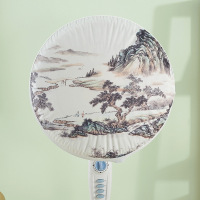 京城派 电风扇罩子防尘罩套子电扇保护罩立式落地式全包布艺圆形防灰网罩 040国画山水 直径约46cm