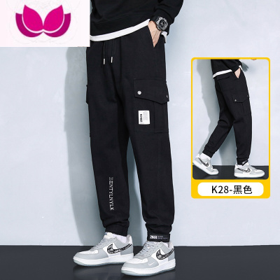 七斓工装裤子男士潮牌男生百搭运动宽松款加绒束脚休闲长裤