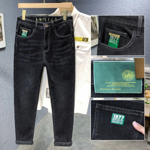 北方加绒牛仔裤男士潮牌刺绣百搭直筒裤男冬季品质舒适裤男式