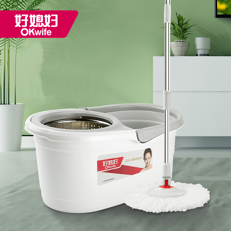 好媳妇凌风旋风拖(钢网) 旋转拖把38cm2个棉头 AGW-7400