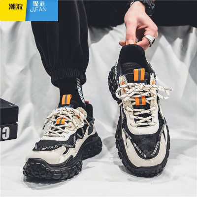 聚范网红男鞋夏季网面百搭运动休闲跑步厚底轮胎老爹男款潮鞋