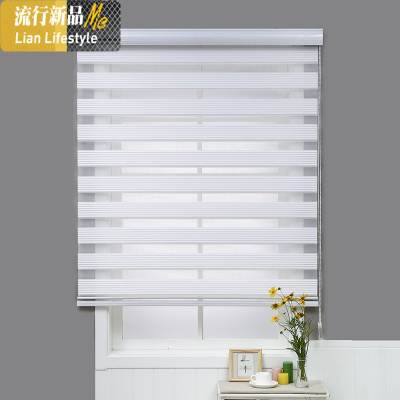 手拉式百叶窗帘升降遮光卫生间厨房浴室客厅防水免打孔安装卷帘 三维工匠