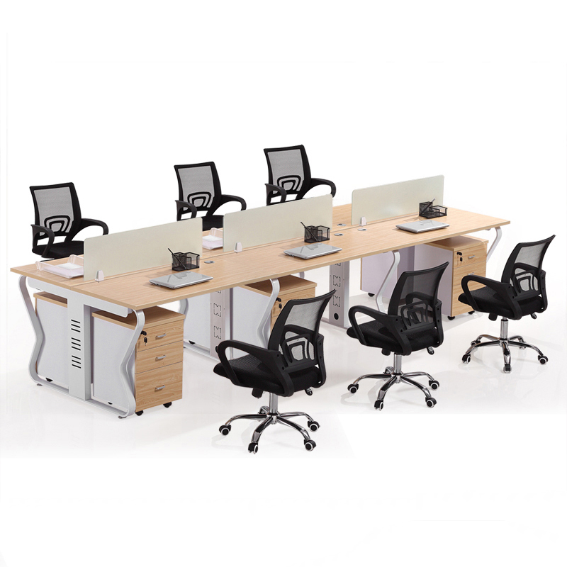 易企采 六人位含活动柜含椅 职员屏风工位办公桌 360*120*75CM 单位:套