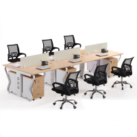 易企采 六人位含活动柜含椅 职员屏风工位办公桌 360*120*75CM 单位:套