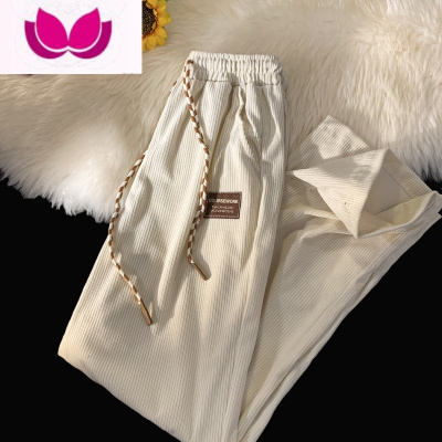 七斓灯芯绒垂感阔腿裤子男复古美式潮牌宽松卫裤高街vibe休闲长裤