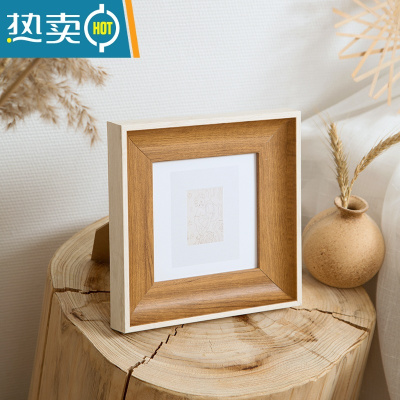 敬平正方形5寸6寸7寸8寸宣纸卡纸30 50 38 画框挂墙创意相框摆台横竖 白原木色 方10寸[挂墙25.5*25.5
