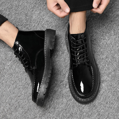 Ideamini2020休闲高帮皮鞋男韩版潮流工装靴英伦风百搭潮鞋马丁靴中帮鞋子靴子