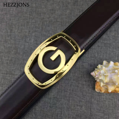赫泽琼斯HEZZJONES男士腰带进口头层牛皮皮带新款不锈钢自动扣商务休闲皮带韩版潮男皮带