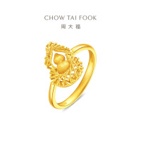 周大福爆闪福禄金丝葫芦足金黄金戒指女计价(工费520)EOF1632送生日礼物