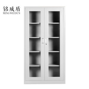 铭威盾钢制文件柜资料柜档案柜财务凭证柜带锁储物柜铁皮柜书柜通玻对开门文件柜