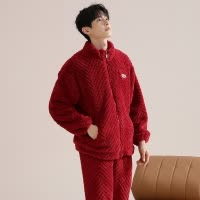 花花公子睡衣男士秋冬季新款加绒加厚保暖家居服可外穿休闲全套装