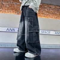 男童工装裤新款裤子炸街春秋款中大儿童秋装牛仔裤秋季长裤潮