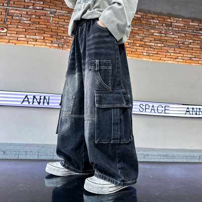 男童工装裤新款裤子炸街春秋款中大儿童秋装牛仔裤秋季长裤潮