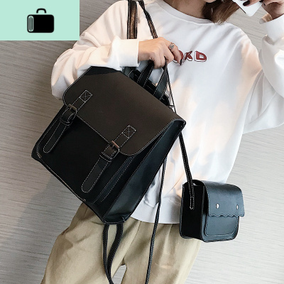 双肩包女韩版2020年新款学院风英伦复古皮质书包百搭时尚两用背包NEW LAKE